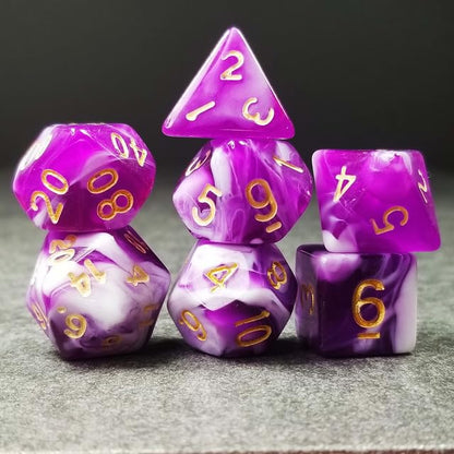 Sage’s Portal Stones DND Dice Set Acrylic Opaque 7-PC Polyhedral DND Dice Set for Dungeons and Dragons D&D Sage’s Cantrips RPG Tabletop TTRPG (Purple/White) - color: Purple/White