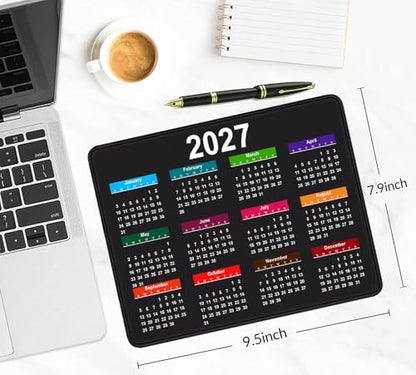 2027 Black Calendar Mouse Pad, Sewn Edge Anti Slip Rubber Office Mouse Pad | High Density Smooth Surface, Anti Slip Rubber Bottom Stable And Not Displaced, Exquisite Lock Edge Wear-Resistant And Durable - color: Black Calendar