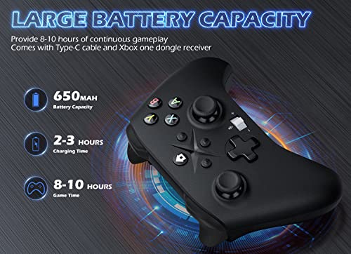 Gamrombo 2 Pack Wireless Controller Replacement for X-box One, X-box Series X|S Controller with Audio Jack & Volume Button/Turbo/Macro/Dual Shock, with 2.4GHz Adapter Black+White
