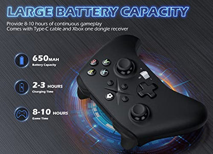 Gamrombo 2 Pack Wireless Controller Replacement for X-box One, X-box Series X|S Controller with Audio Jack & Volume Button/Turbo/Macro/Dual Shock, with 2.4GHz Adapter Black+White