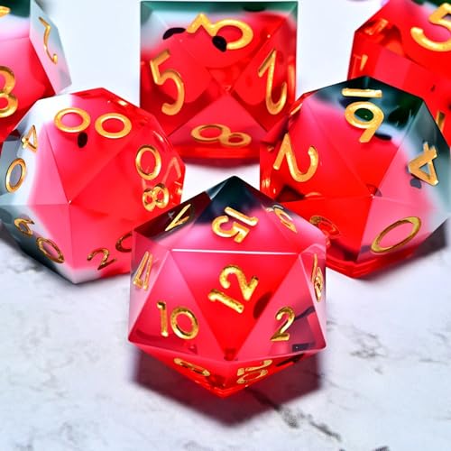 Dungeons and Dragons dice Set DND, polyhedral D&D Resin dice Set, Suitable for Role-Playing dice Game RPG Pathfinder DND dice Set - color: Red Watermelon Yellow