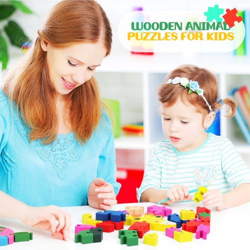 Yunsailing 4 Pcs Alphabet Jigsaw Puzzle Wooden Blocks Toys Alphabet Educational Toddler Puzzle Toys for Preschool Learning Party Favor Gift Learning(Giraffe, Snake, Elephant, Leopard) - style: Giraffe, Snake, Elephant, Leopard