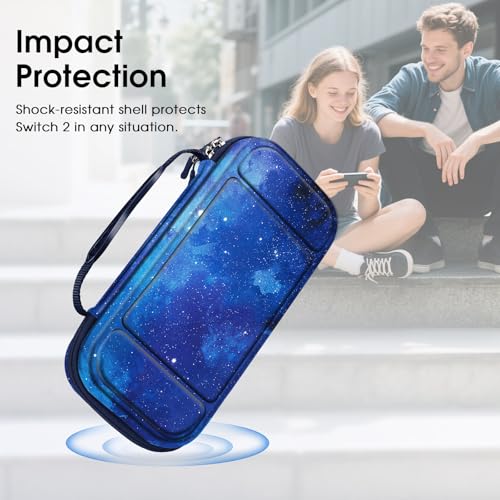FINTIE Carrying Case for Nintendo Switch 2 (2025), Shockproof Hard Shell Switch 2 Case, Protective Cover Travel Bag with 19 Game Card & 2 Micro SD Card Slots & Inner Pocket, Starry Sky - color: starry sky