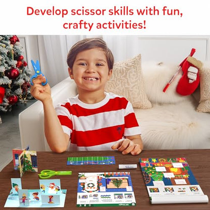 Skillmatics Scissor Skills Preschool Activity Book – Snip Snip Christmas | 25 Cutting Activities for Preschoolers, 2 Child–Safe Scissors, Felt Craft Kit, Fun Gift for Kids Ages 3, 4, 5, 6, 7 - style: 6. Holiday Magic