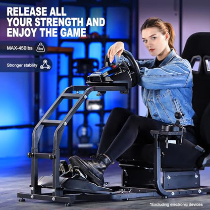 Marada Racing Simulator Cockpit with Black Gaming Seat Fit for Logitech G29 G920, for Thrustmaster T300RS T150, for Fanatec, Adjustable Car Driving Stand,Not Included Steering Wheel, Pedal & Shifter