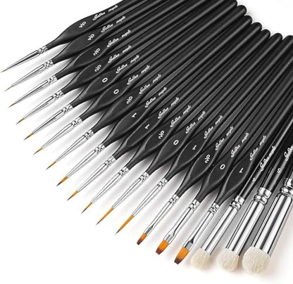 Golden Maple Dry Brush Miniature Painting, 18PC Miniature Paint Brushes Model Brushes Micro Detail Paint Brush Set, Fine Detailing for Acrylics, Watercolors, Models, Figurine - color: Black