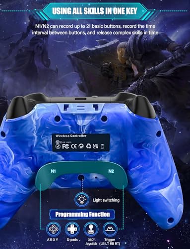 ZRZLMVP Wireless controller games for Sega Dreamcast Games | 1200mAh Rechargeable, with Vibration, Turbo, Wake Up, for Sega Dreamcast Games - color: Tie-dye Dark Blue