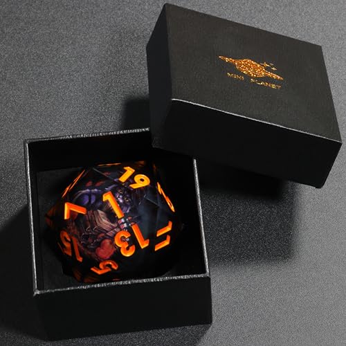 Mini Planet 50mm Giant D20 Liquid Core Eyeball Polyhedral MTG Table Games Aqua Dice E20-LED Black cat - color: E20-led Black Cat