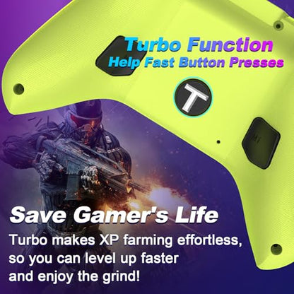 UGAME Wired Xbox Controller for X Box Series X S One PC PS4 Switch, Gaming Control Controllers with 1000Hz Polling Rate No Drift Stick, Custom Paddles Turbo RGB Light Remote, Green Gamepad - color: green