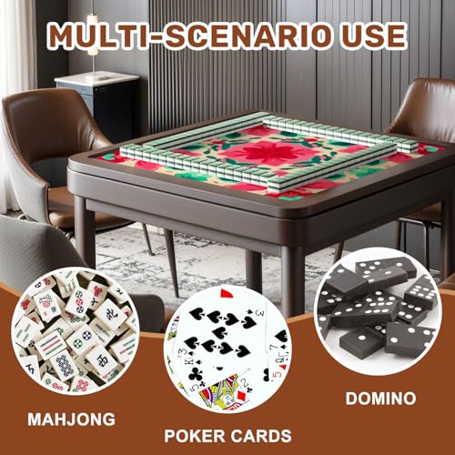 Mahjong Mat 31.5" x 31.5" Floral Vibrant Red Green Blooms Cream Non-Slip Noise Reduction Mahjong Tiles Table Cover for Dominoes Poker Card Board and Tile Games - color: Color2