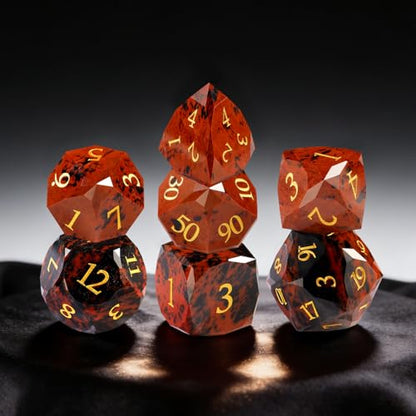 Unique Gemstone Dice Set 7PCS, Handmade Natural Stone Polyhedral DND Dice with Premium Gift Case for Board Game Lovers Birthday Gift - color: Zs-hh