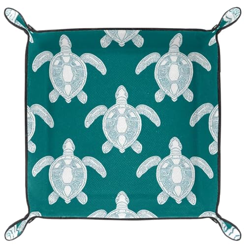 Dice Trays Turtles Holder Storage Box for Dice Games Like RPG DND, Leather Dice Holder Portable Folding Rolling Dice Tray, 16x16cm - color: Multi 2
