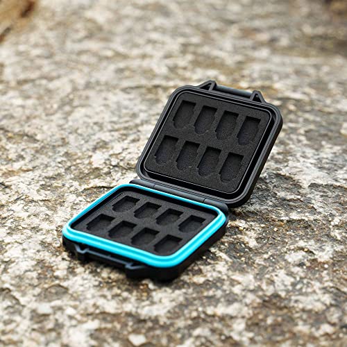 JJC Small TF Micro SD Card Case Holder for 16 Microsd Memory Cards | 16 Slots, Slim & Lightweight Design, Water-Resistant & Shockproof, Soft EVA Interior, Includes Wrist Strap, Easy to Carry - size: For 16 Micro SD