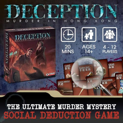Grey Fox Games Deception: Murder in Hong Kong Board Game | Social Deduction | 4-12 Players | 20 Minutes - style: Base Game
