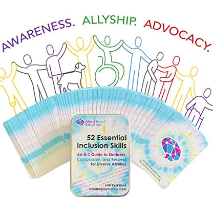 Mind Brain Emotion 52 Essential Inclusion Skills - A to Z Guide to Kindness, Compassion, Respect for Diversity and Disabilities - Educational Cards and Health Advocate to Teach Kids Empathy - style: Inclusion Skills