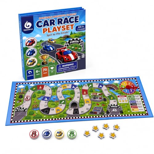 Magnetic Car Race Game for Kids 3-8 - Perfect Travel Toy for Toddlers - Fun Road Trip & Airplane Activity - Camping Game Essentials for Kid - style: Car Race Game