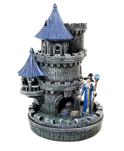 Forged Dice Co. Wizard's Castle Dice Tower - Hand Painted - Fits Dungeons and Dragons Dice - Blue - color: Blue Wizard
