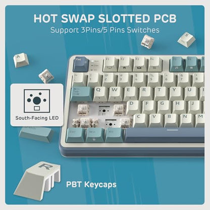 RK ROYAL KLUDGE S98 Wireless Mechanical Keyboard w/Smart Display & Knob | 96% Top Mount RGB Gaming Keyboard BT/2.4G/USB-C, 5-Layer Noise Dampening, Creamy Sound Pre-lubed Switch,Hot Swap, 98 Keys - color: Sky Blue, size: Linear Cream Switch