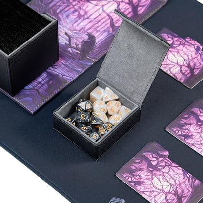 Card Deck Box For MTG Commander, Fits 100 Double-Sleeved Cards, Premium Leather, TCG Deck Box For Magic EDH, Magnetic Case with 3 Dividers & Dice Storage Box (Decaying Swamp) - color: Decaying Swamp, style: Deluxe
