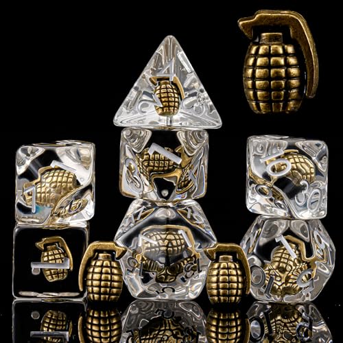 DND Resin Bomb Dice Set, D&D Polyhedral Dice for Dungeons and Dragons RPG, MTG Role Playing Games D and D Dice 7pcs D20 D12 D10 D8 D6 D4 for Ages 15 and Up - color: Bomb