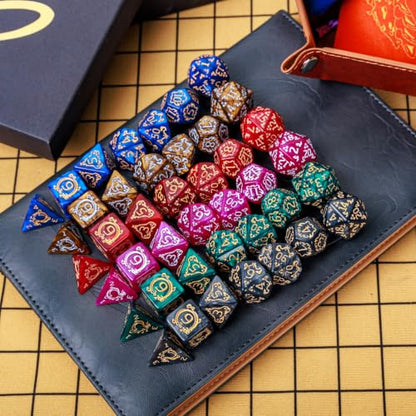 DND Dice Set 42 Pcs Polyhedral Dungeons and Dragons Rolling Dice for D&D RPG MTG Table Games Dice Bulk with Colorful Drawstring Bags and Dice Tray (Dragon) - color: Dragon