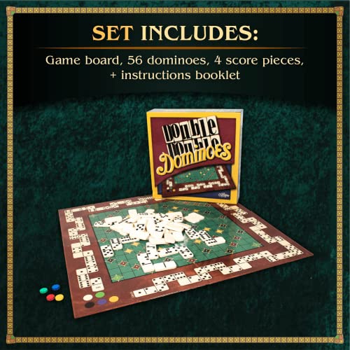 Calliope Games Double Double Dominoes - Mexican Train Domino Board Game With a Twist - Family Game For Game Night -2-4 Players | Double a Double to Double Your Score, Two Complete Sets Included, For Friends and Family Ages 8+