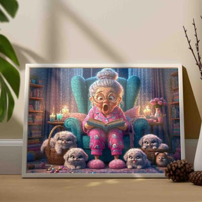 Surprised Grandma Jigsaw Puzzles 1000 Pieces for Adults Old Woman Reading Book Puzzles Suitable for All Toy Enthusiasts Family Activity Perfect for Game Night 19.7 X 27.6 Inches - color: Old Woman-a02