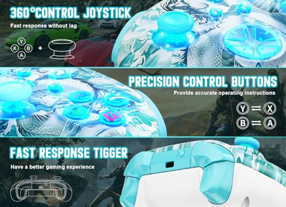 Gamrombo Wireless Gaming Controller Replacement for Xbox One, Xbox Series X|S, Xbox One S|X Controller with Hall Triggers, Hall Joysticks, Adjust RGB Light, Marco, Turbo, Audio Jack