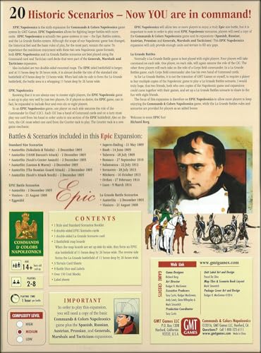 GMT Games Commands & Colors: Napoleonics Expansion 6: Epic Napoleonics (2nd Printing)