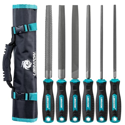 LIBRATON 6PCS Metal File Set, Metal Files, Metal Files for Steel | 5 Metal Rasp Files, 1 Wood File, 8" High-Carbon Steel Files with Rubber Handle, for Metalworking & Woodworking - style: Metal File-6PCS