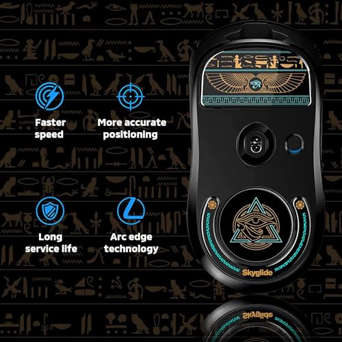 HOTLINEGAMES Glass Mouse Feet Skate Rounded Curved Edges Compatible with Logitech G Pro X Superlight Wireless Gaming Mouse feet Replacement, Super Fast Smooth, Pro Upgrade Kit [ Eye of Horus ]