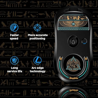 HOTLINEGAMES Glass Mouse Feet Skate Rounded Curved Edges Compatible with Logitech G Pro X Superlight Wireless Gaming Mouse feet Replacement, Super Fast Smooth, Pro Upgrade Kit [ Eye of Horus ]