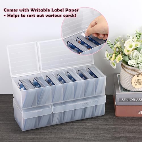 OwnMy 2PCS Plastic Trading Card Storage Boxes, Baseball Card Storage Boxes | Plastic Card Storage Box with Dividers, Plastic Card Deck Box Organizers Top Loader Storage Boxes for TCG / MTG Cards