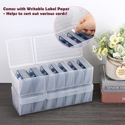 OwnMy 2PCS Plastic Trading Card Storage Boxes, Baseball Card Storage Boxes | Plastic Card Storage Box with Dividers, Plastic Card Deck Box Organizers Top Loader Storage Boxes for TCG / MTG Cards