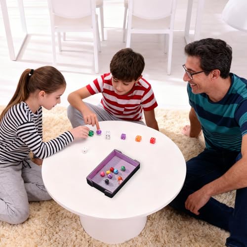 uxcell PU Leather Dice Tray, Rectangle Magnetic Folding Velvet Portable Folding Dice Rolling Tray for Table Games Keys Wallet Watch Coin, Glitter Sky Blue