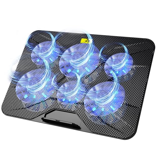 AICHESON Laptop Cooling Pad with 6 High-Speed Fans, Laptop Cooler with Adjustable Angles, Compatible with 14-17.3 Inch Laptops - color: Blue