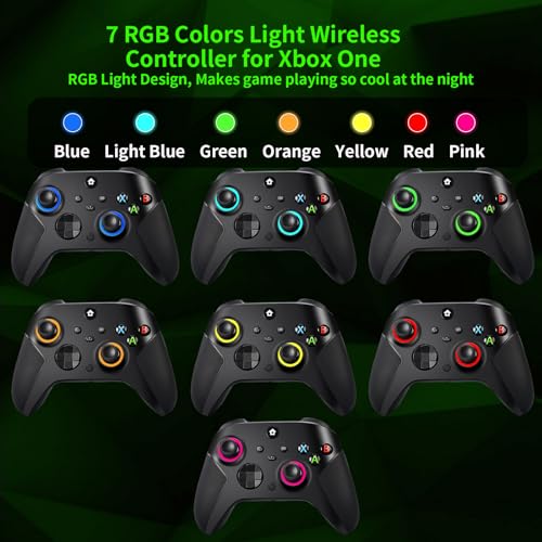 TECTINTER Wireless Controller for Xbox One Controller,2.4GHz Xbox One Controller Wireless with 8 Color RGB Light/Programmable/800mAh Battery,Compatible with XboxOn e,Xbox O ne S/X,XboxO ne Series X/S - color: Black