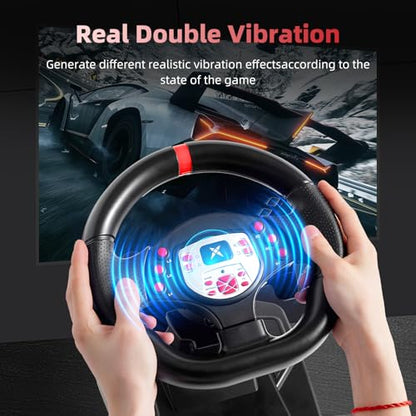 DOYO Gaming Steering Wheel with Pedal and Paddle shifters for PC | 180°Rotation, Sim Racing Wheel with Dual Vibration, Height & Tilt Adjustable, for PS4, PS3, Xbox Series X|S, Xbox One, Switch