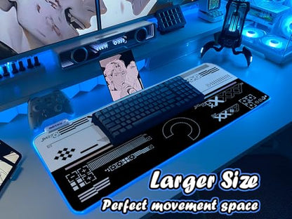 JMIYAV White Gaming Mouse Pad RGB Mousepad Non-Slip Rubber Base Extra Large Cool XL XXL Computer Desk Pad Gaming Accessories LED Light Up Extended Big Mouse Pad for Gamer Ops Overlay - color: Ops Overlay