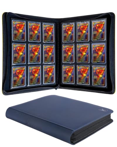 Top loader Binder - Holds 324+ Top Loaders for Cards, 9 Pocket Top Loader Binders with Sleeves for 3" x 4" Rigid Card Holders for Baseball, Football and other Sports Cards (Navy Blue) - color: Navy Blue