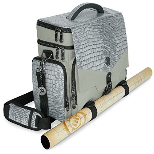 ENHANCE Travel Bag for DND Collector's Edition, Bag Compatible with Dungeons and Dragons, Battle Mat Holder, Dice Pockets and Accessories, Carry 4-8 Books (Silver Dragon) - color: Dragon Silver