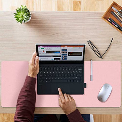 Aothia Double-Sided PU Leather Desk Pad - Non-Slip Large Mouse Pad & Desk Mat for Office, Home - Waterproof, Easy to Clean, Durable Dual-Sided Surface (23.6"x13.7", Pink) - color: Pink, size: 23.6" x 13.7"
