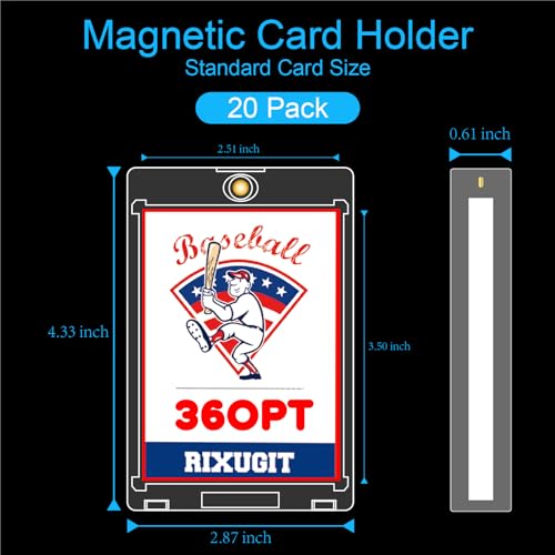 20-Pack 360PT One Touch Magnetic Card Holders for Trading Cards | UV Protection, Clear Display, Secure Magnetic Closure, Easy Card Access, Designed for Thick Cards - size: 20ct 360PT Card Holder