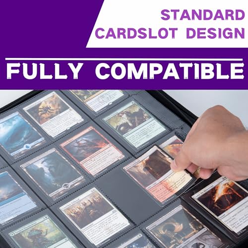 1000+ Pockets Trading Card Binder, 16-Pocket Card Ablum Compatible with MTG,Sports Cards & Other Standard Size Trading Cards (PURPLE) - color: PURPLE