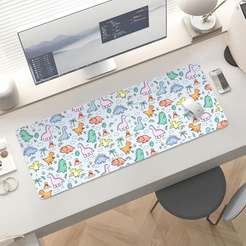 Mousepad Desk Mat Gaming Large Keyboard Cute Office Desktop Computer Laptop Dinosaur XXL Long Giant Big Kawaii Aesthetic Girly Pretty Design Women Girl Gamer Oversized Wide 30x12'' Mousepad - color: Little Dino