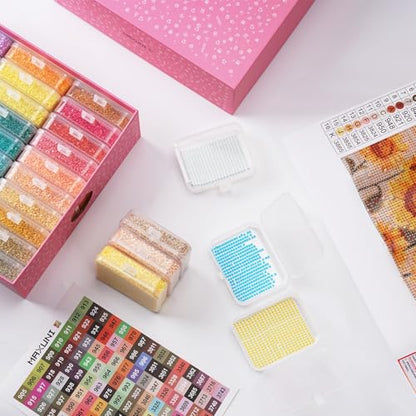30PCS Diamond Painting Storage Containers Trays with Lids | Diamond Art Beads Storage & Line-Up Trays, Diamond Art Accessories Tools, Diamond Painting Dots Organizer, Pink Box Package