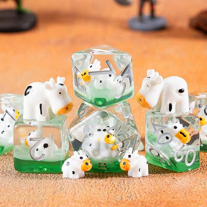 Polyhedral D&D Dice Cow Dice,Resin Cow DND Dice Set for Dungeons and Dragons MTG RPG Board Games - color: Cow