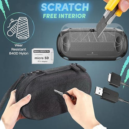 Skywin 4 in 1 Kit for PS Vita 2000 Slim, PS Vita Case - 1 Pack | Case with Front & Back Protector, Adapter Charger Cable & Micro SD Card - size: 4-in-1 Kit