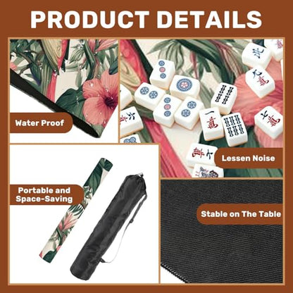 Mahjong Mat 31.5" x 31.5" Tropical Leaves Flowers Frangipani Birds Paradise Parrot Abstract Non-Slip Noise Reduction Mahjong Tiles Table Cover for Dominoes Poker Card Board and Tile Games - color: Color8