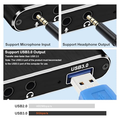4K Capture Card Game Capture Card 1080P 60FPS for Streaming Capturadora De Video for Game Recording Live Streaming Broadcasting Supports Microphone Input and 3.5MM Headphone Output